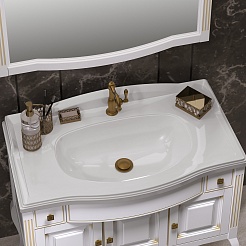 Opadiris Зеркало для ванной Лаура 100 белое с бежевой патиной – фотография-3